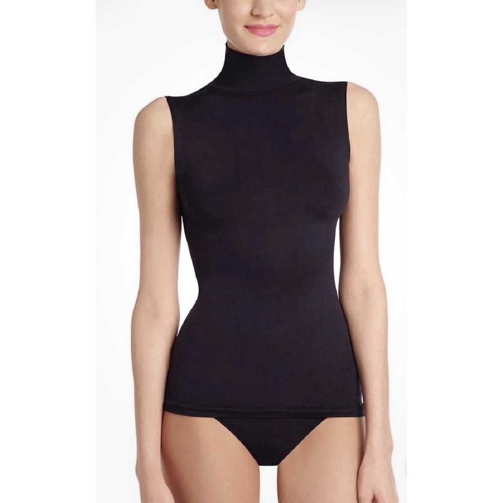 Commando Women Size M/L Minimalist Sleeveless Turtleneck Top Black Lingerie